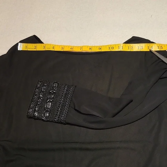 Bailey 44 Mini Layered Sheath Dress Long Sleeves Vegan Leather / Sz S / Black - Picture 10 of 16